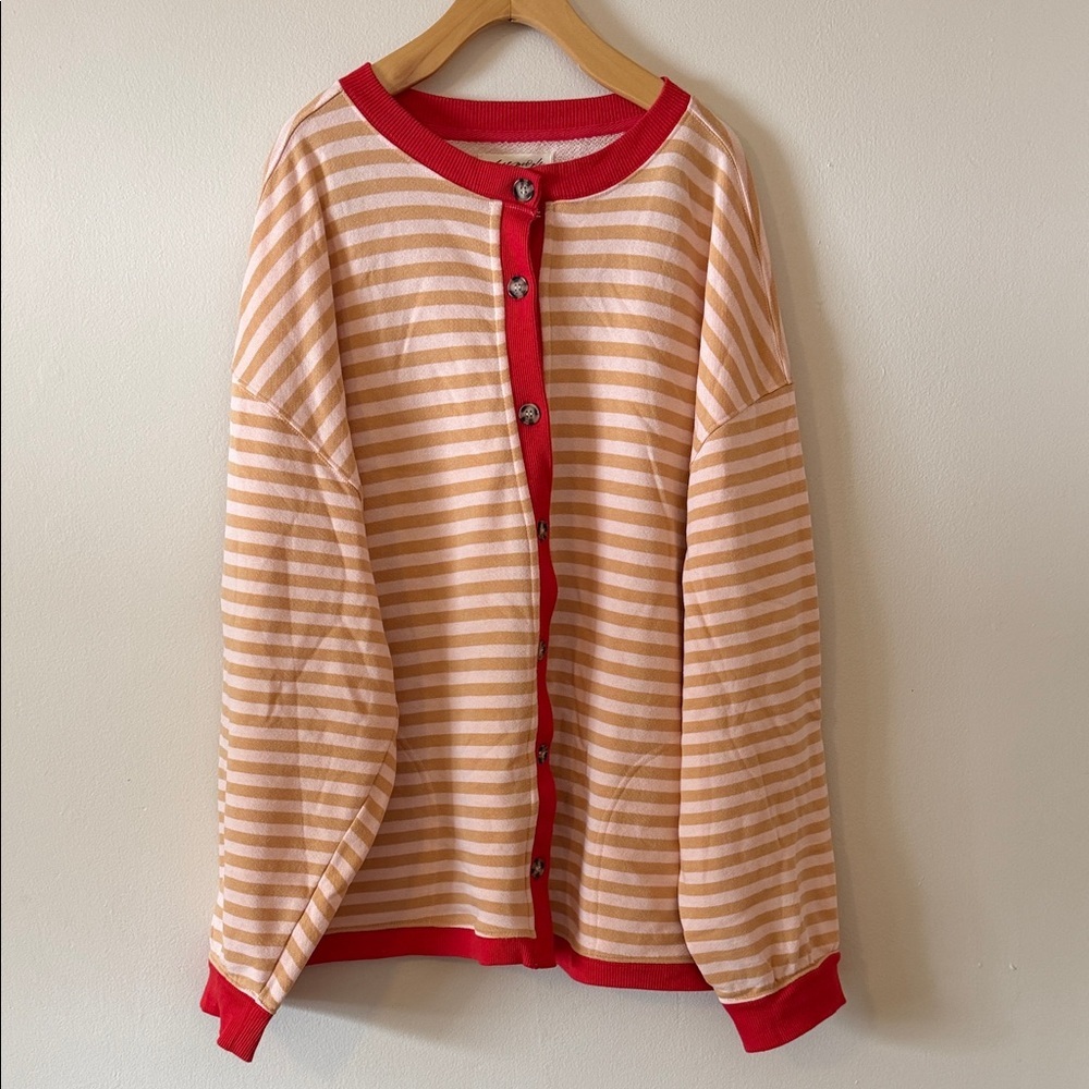 We the Free Classic Stripe Cardigan Size L - Picture 2 of 5